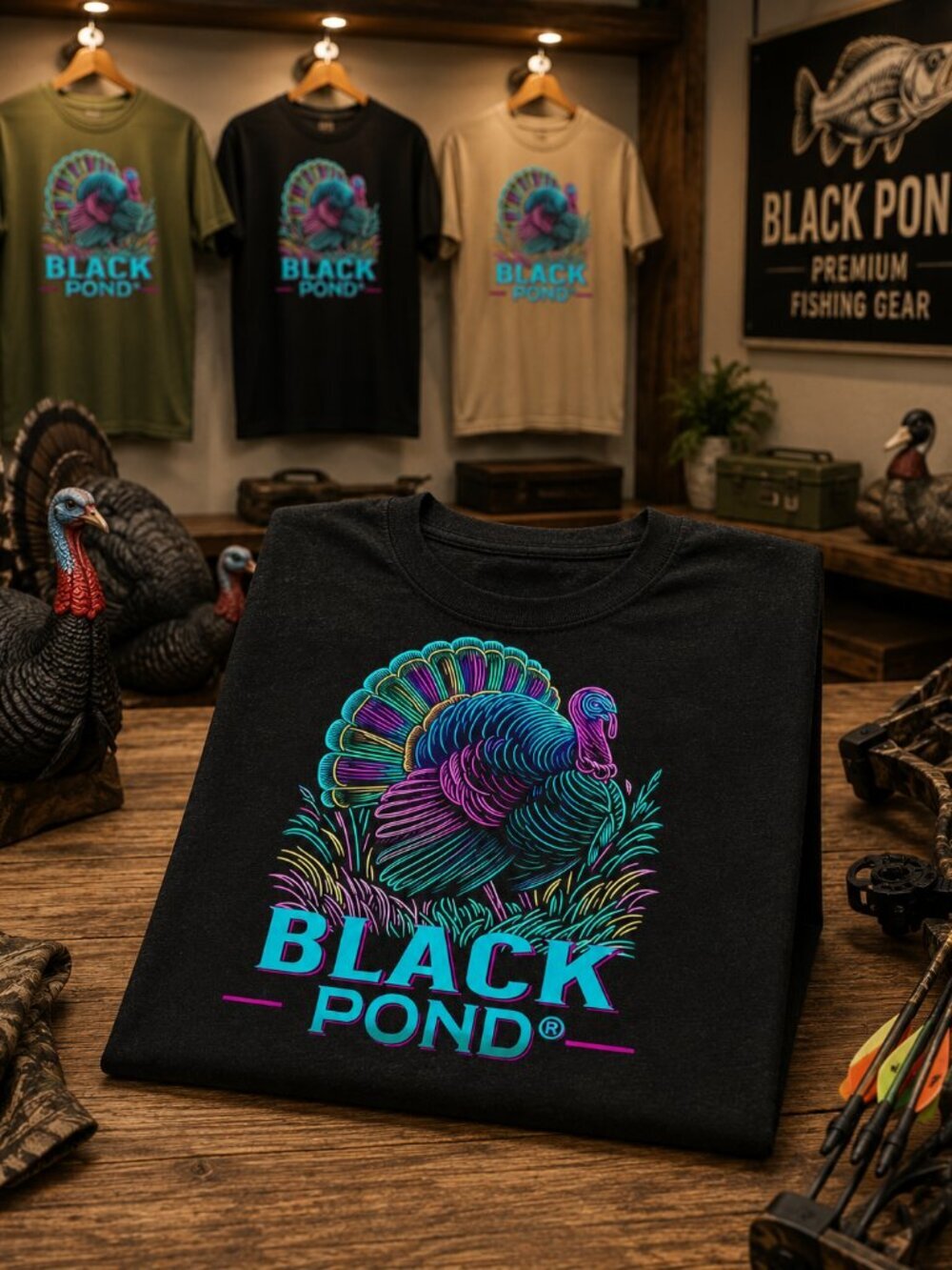 Black Pond Brand Turkey Hunters T-shirt Black